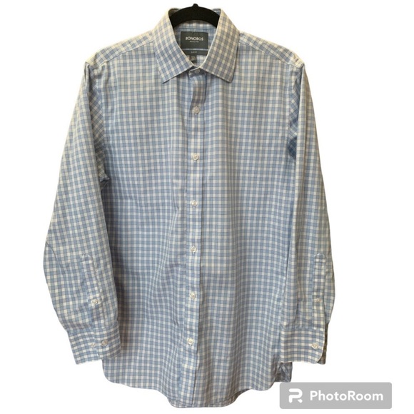 Bonobos Mens Slim Fit LS Button Down Shirt Blue/White Gingham Plaid Medium - Picture 1 of 7